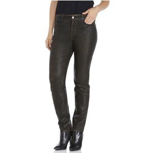 NWT NYDJ Not Your Daughters Jeans COATED BROWN BLACK B3 Beat Skinny Petite